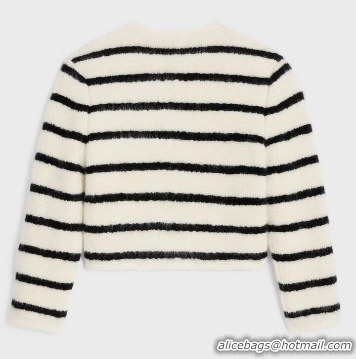 ​Best Price Celine Mariniere Cardigan Jacket In Wool C8943 Black/Ecru 2025