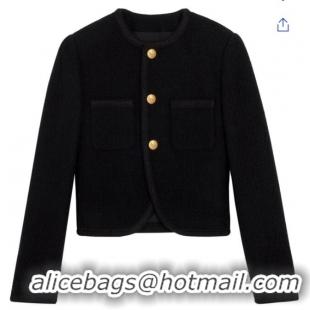 Traditional Specials Celine Chasseur Jacket In Boucle Tweed C8655 Black