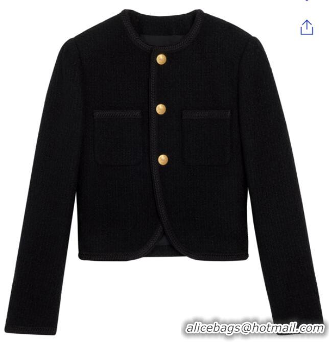 Traditional Specials Celine Chasseur Jacket In Boucle Tweed C8655 Black