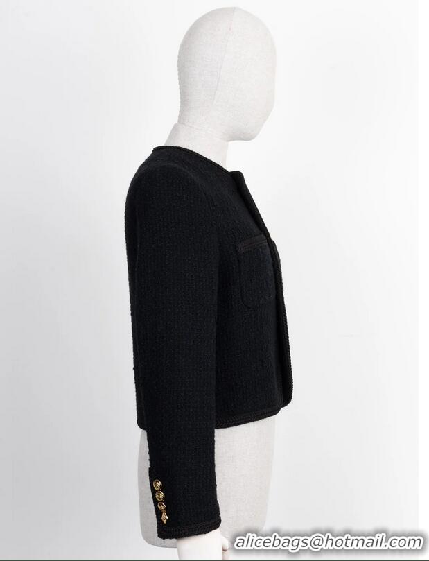 Traditional Specials Celine Chasseur Jacket In Boucle Tweed C8655 Black