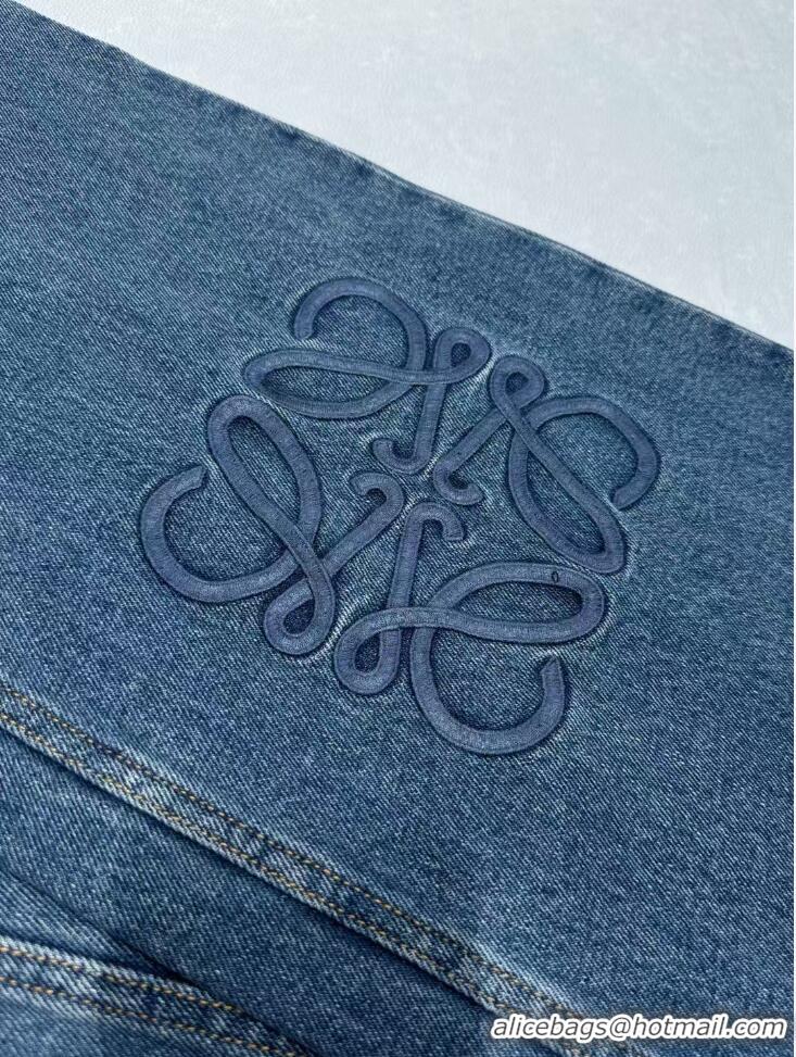 Famous Brand Lowe Anagram Wide-Leg-Logo-Embroidered Jeans L1269 Blue 2025