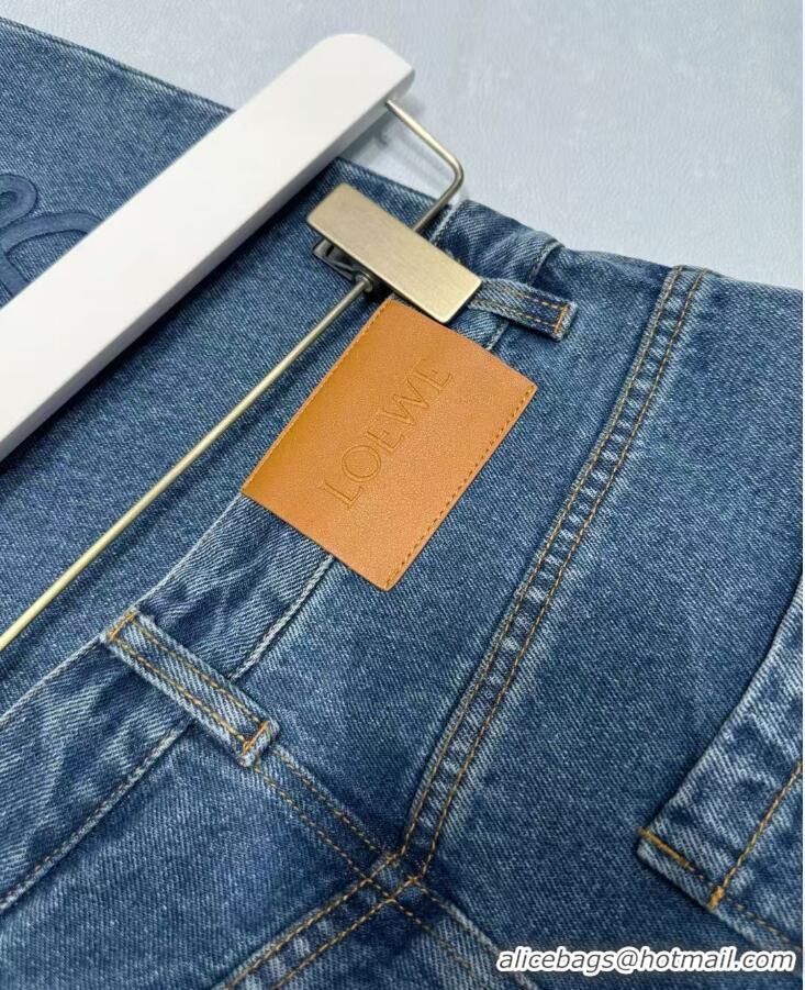 Famous Brand Lowe Anagram Wide-Leg-Logo-Embroidered Jeans L1269 Blue 2025