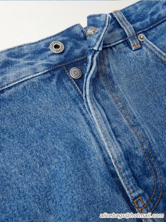 Famous Brand Lowe Anagram Wide-Leg-Logo-Embroidered Jeans L1269 Blue 2025