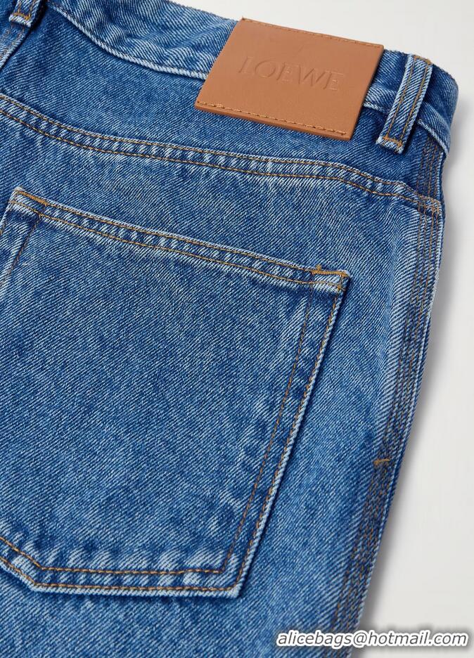 Famous Brand Lowe Anagram Wide-Leg-Logo-Embroidered Jeans L1269 Blue 2025