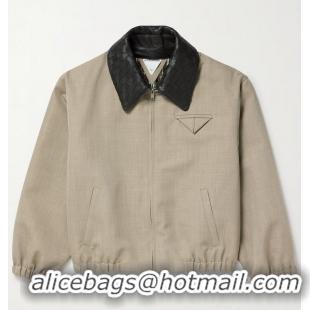 Well Crafted Bottega Veneta Intrecciato Leather-Trimmed Wool-Twill Blouson Jacket B8712 2025