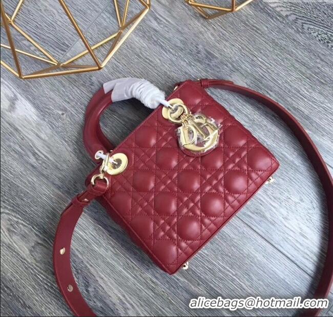 Inexpensive Dior Small Lady Dior My ABCDior Bag in Cannage Lambskin M0532 Burgundy/Gold 2025