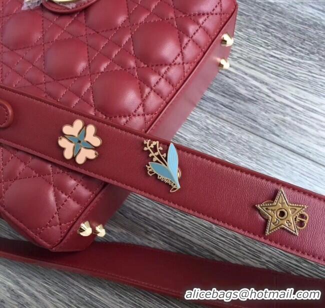 Inexpensive Dior Small Lady Dior My ABCDior Bag in Cannage Lambskin M0532 Burgundy/Gold 2025