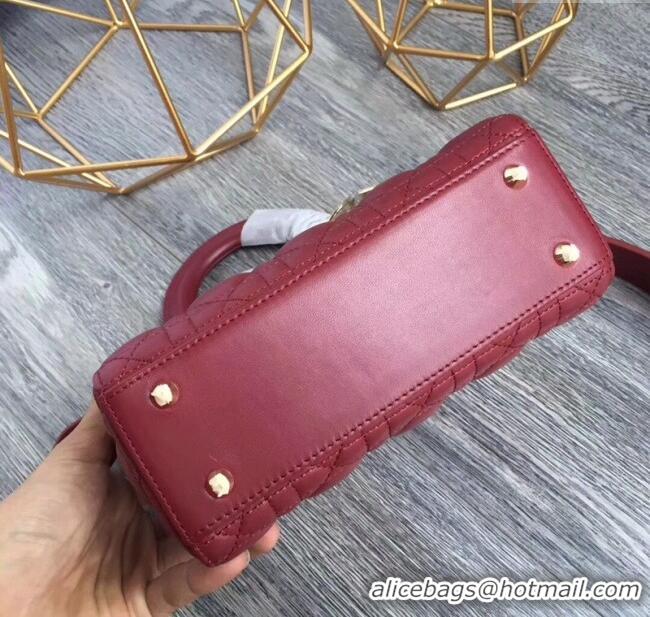 Inexpensive Dior Small Lady Dior My ABCDior Bag in Cannage Lambskin M0532 Burgundy/Gold 2025