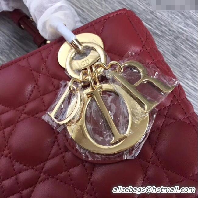 Inexpensive Dior Small Lady Dior My ABCDior Bag in Cannage Lambskin M0532 Burgundy/Gold 2025