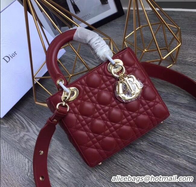 Inexpensive Dior Small Lady Dior My ABCDior Bag in Cannage Lambskin M0532 Burgundy/Gold 2025