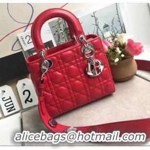 Top Grade Dior Small Lady Dior My ABCDior Bag in Cannage Lambskin M0532 Red/Silver 2025