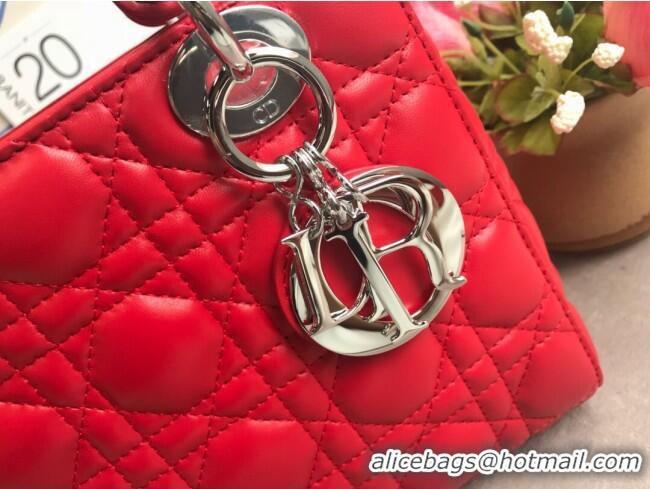 Top Grade Dior Small Lady Dior My ABCDior Bag in Cannage Lambskin M0532 Red/Silver 2025