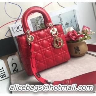 Good Taste Dior Small Lady Dior My ABCDior Bag in Cannage Lambskin M0532 Red/Gold 2025