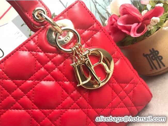 Good Taste Dior Small Lady Dior My ABCDior Bag in Cannage Lambskin M0532 Red/Gold 2025