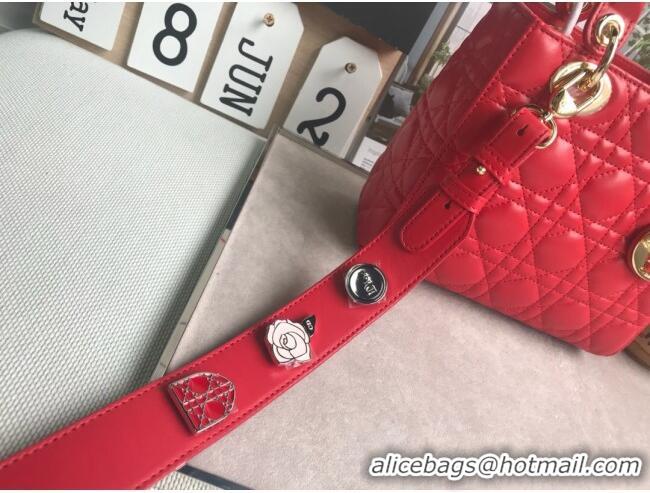 Good Taste Dior Small Lady Dior My ABCDior Bag in Cannage Lambskin M0532 Red/Gold 2025