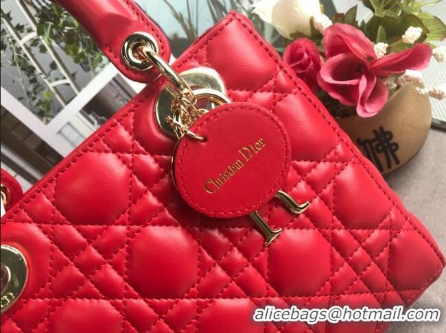 Good Taste Dior Small Lady Dior My ABCDior Bag in Cannage Lambskin M0532 Red/Gold 2025