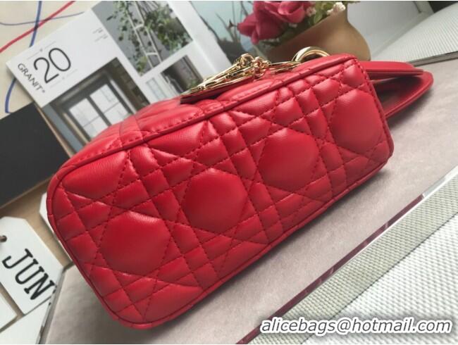 Good Taste Dior Small Lady Dior My ABCDior Bag in Cannage Lambskin M0532 Red/Gold 2025