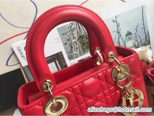 Good Taste Dior Small Lady Dior My ABCDior Bag in Cannage Lambskin M0532 Red/Gold 2025