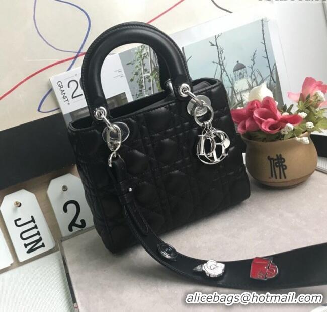 Well Crafted Dior Small Lady Dior My ABCDior Bag in Cannage Lambskin M0532 Black/Silver 2025