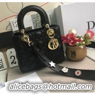 Famous Brand Dior Small Lady Dior My ABCDior Bag in Cannage Lambskin M0532 Black/Gold 2025