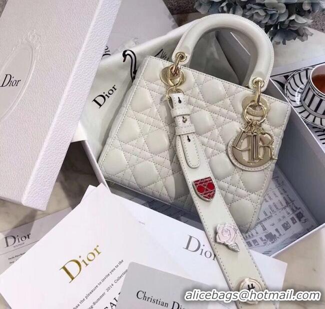 Best Price Dior Small Lady Dior My ABCDior Bag in Cannage Lambskin M0532 White 2025