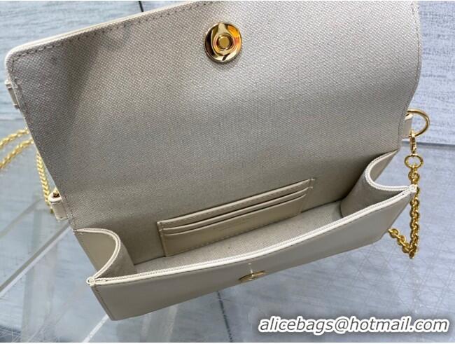 Buy Discount Dior 30 Montaigne Cigale Pouch with Chain in Blue Oblique Chambray with Raffia Effect and Light Biscuit Smo