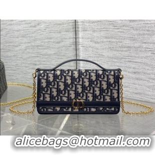Promotional Dior 30 Montaigne Cigale Pouch with Chain in Dior Oblique Jacquard D6038 Blue 2025