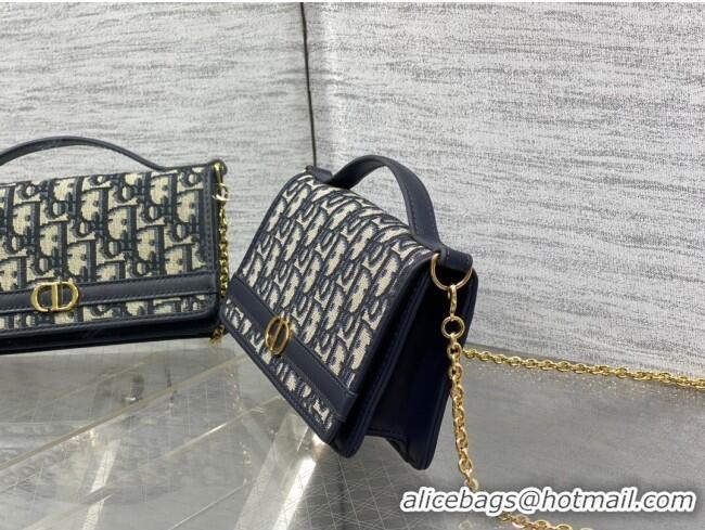 Promotional Dior 30 Montaigne Cigale Pouch with Chain in Dior Oblique Jacquard D6038 Blue 2025