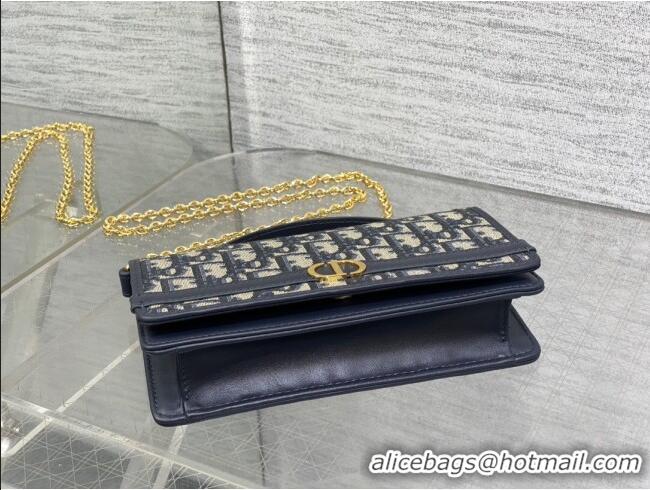 Promotional Dior 30 Montaigne Cigale Pouch with Chain in Dior Oblique Jacquard D6038 Blue 2025