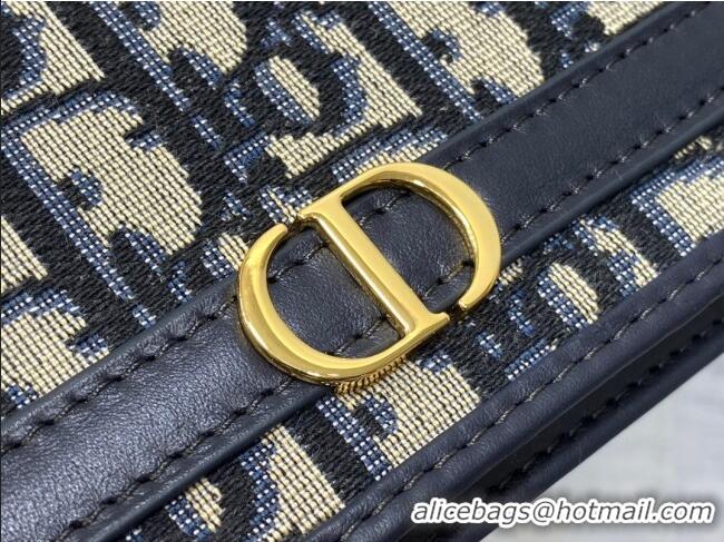 Promotional Dior 30 Montaigne Cigale Pouch with Chain in Dior Oblique Jacquard D6038 Blue 2025