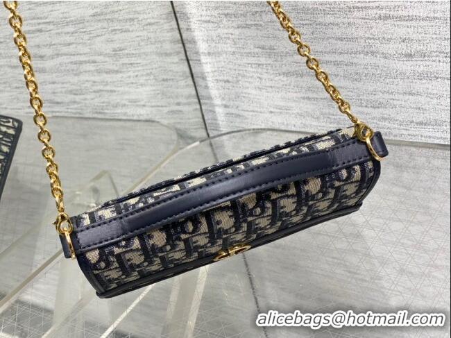 Promotional Dior 30 Montaigne Cigale Pouch with Chain in Dior Oblique Jacquard D6038 Blue 2025