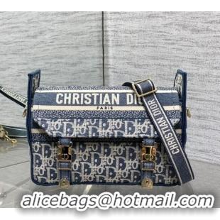 Top Quality Dior Small Diorcamp Messenger Bag in Blue Oblique Chambray-Effect Embroidery M1241ORIW 2025