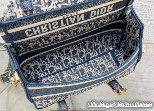 Top Quality Dior Small Diorcamp Messenger Bag in Blue Oblique Chambray-Effect Embroidery M1241ORIW 2025