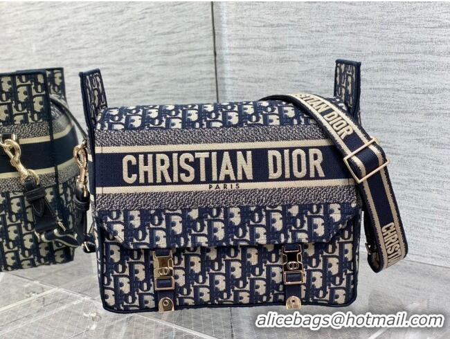 Best Luxury Dior Medium Diorcamp Messenger Bag in Blue Oblique Dior Embroidery M1241ORI 2025