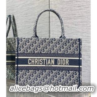Buy Discount Dior Medium Dior Book Tote Bag in Blue Dior Oblique Chambray-Effect Embroidery M1296ZEEO 2025