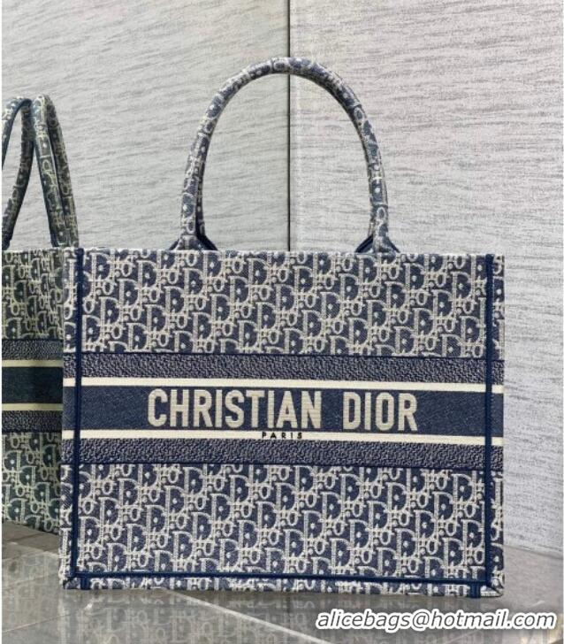 Buy Discount Dior Medium Dior Book Tote Bag in Blue Dior Oblique Chambray-Effect Embroidery M1296ZEEO 2025