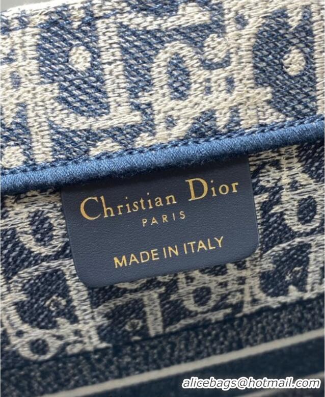 Buy Discount Dior Medium Dior Book Tote Bag in Blue Dior Oblique Chambray-Effect Embroidery M1296ZEEO 2025