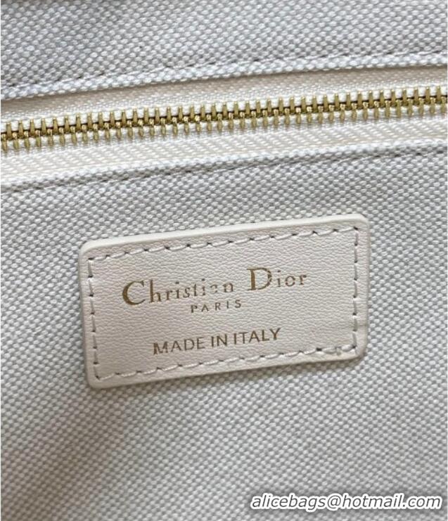 Top Grade Dior Small Dior Book Tote Bag in Dior Oblique Chambray-Effect Embroidery D6046 Blue/White 2025