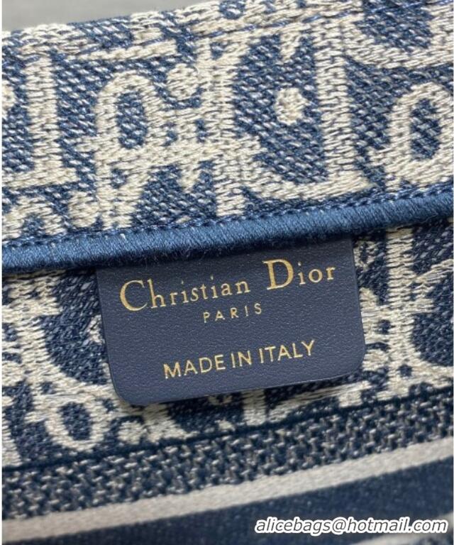 Pretty Style Dior Small Dior Book Tote Bag in Blue Dior Oblique Chambray-Effect Embroidery M1296ZEEO 2025
