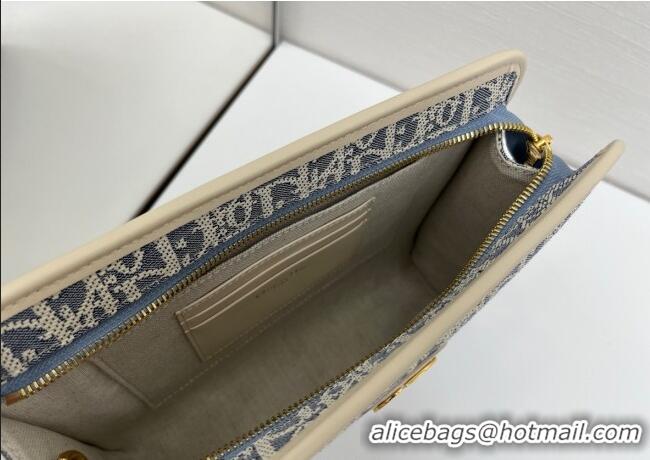 Best Product Dior  Dior Oblique Chambray-Effect Embroidery Pouch 2108/6398 Blue 2025