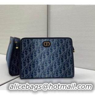 Good Product Dior Oblique Denim Pouch 2108/6398 Blue 2025
