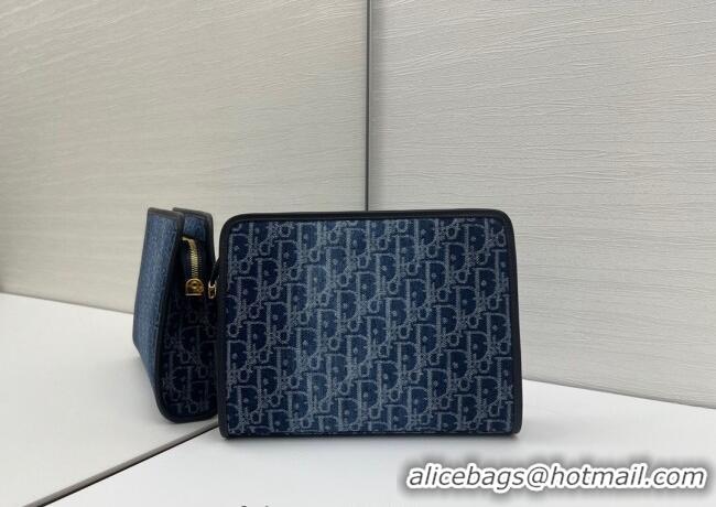 Good Product Dior Oblique Denim Pouch 2108/6398 Blue 2025