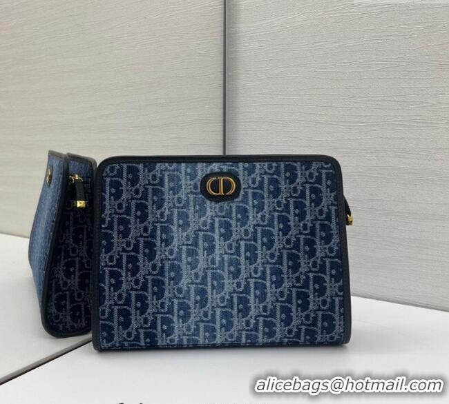 Good Product Dior Oblique Denim Pouch 2108/6398 Blue 2025