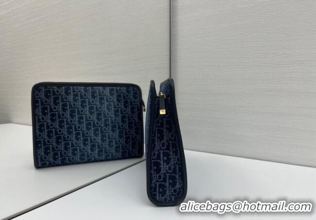 Good Product Dior Oblique Denim Pouch 2108/6398 Blue 2025