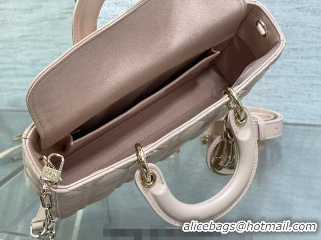 Famous Brand Dior Lady D-Joy Medium Bag in Cannage Lambskin M9250 Powder Pink 2025