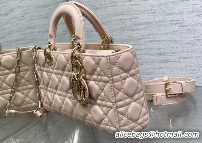 Famous Brand Dior Lady D-Joy Medium Bag in Cannage Lambskin M9250 Powder Pink 2025
