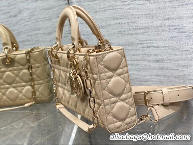 Inexpensive Dior Lady D-Joy Medium Bag in Cannage Lambskin M9250 Rose Beige 2025