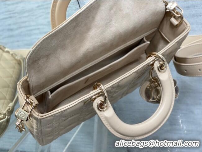 Inexpensive Dior Lady D-Joy Medium Bag in Cannage Lambskin M9250 Rose Beige 2025