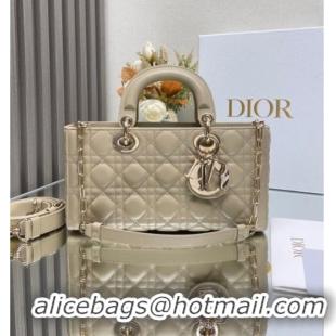 New Design Dior Lady D-Joy Medium Bag in Cannage Lambskin M9250 Beige 2025