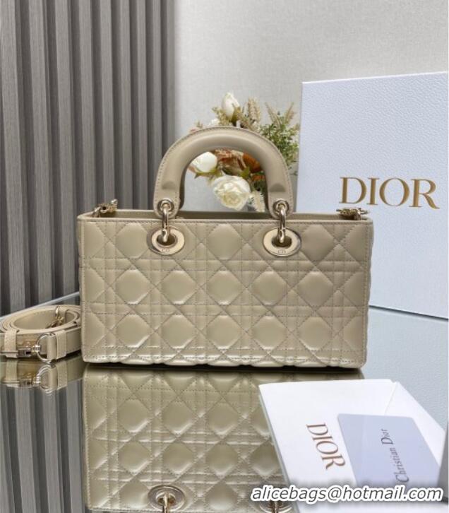 New Design Dior Lady D-Joy Medium Bag in Cannage Lambskin M9250 Beige 2025